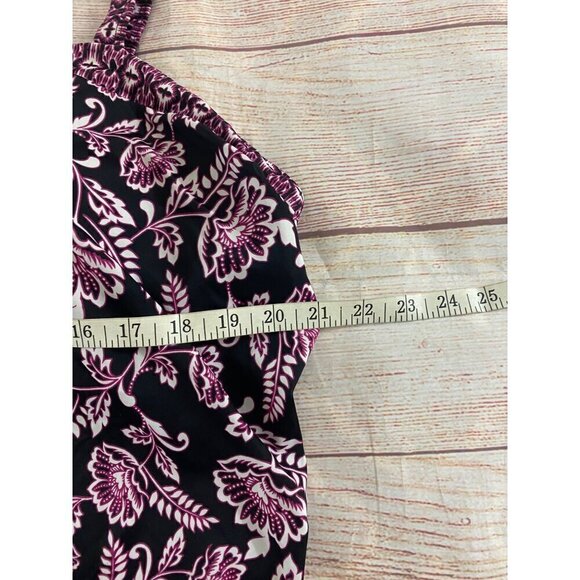 Swimsuits For All Black Paisley Print Padded Tankini - 22 - Picture 5 of 11